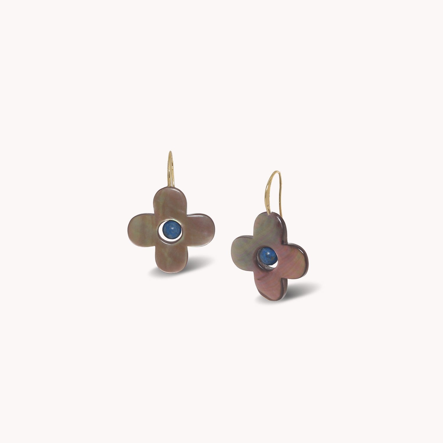Boucles d'oreilles Montmartre en lapis-lazuli et nacre brune 12--90696 Nature Bijoux