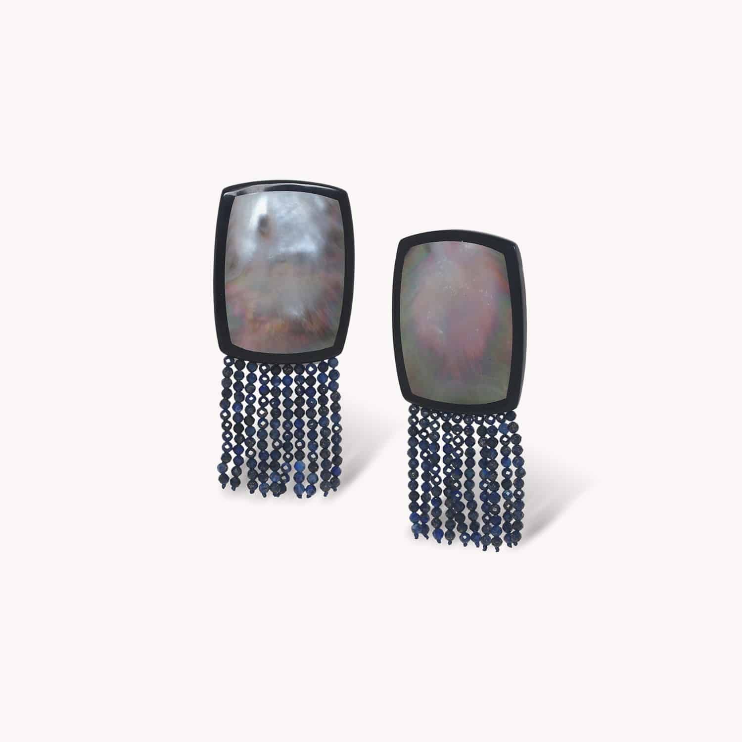 Boucles d'oreilles Calypso laiton lapis-lazuli 12--90724 Nature Bijoux