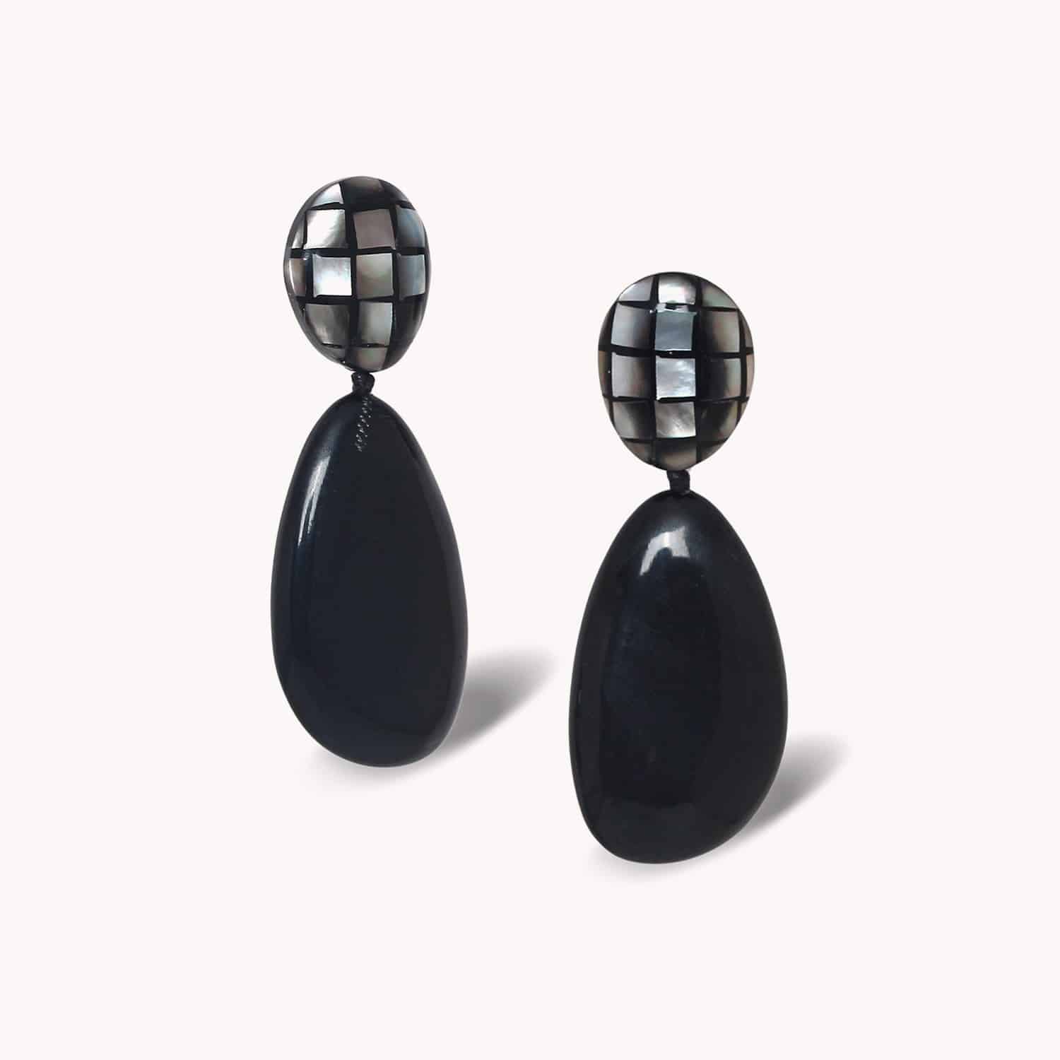 Boucles d'oreilles Rivoli nacre noire 12--90743 Nature Bijoux