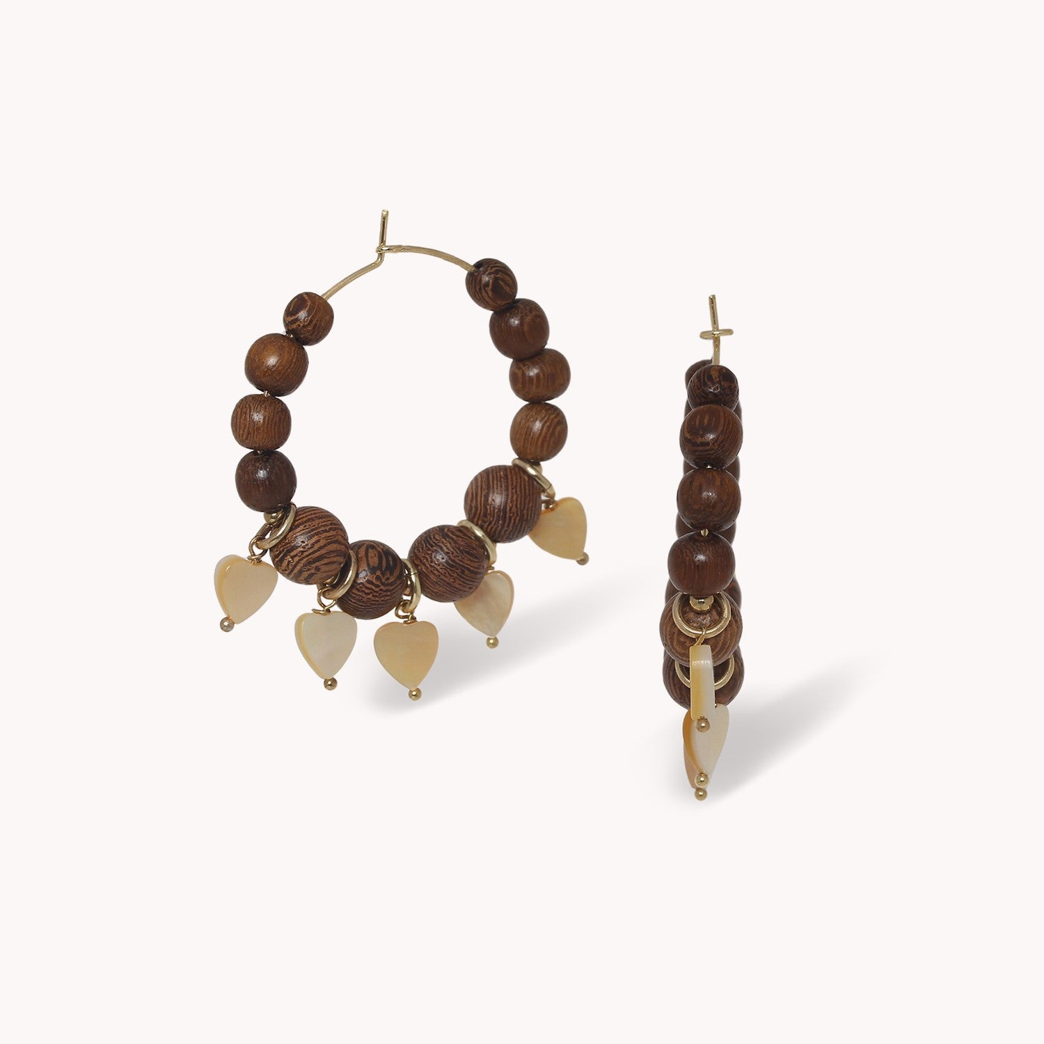 Boucles d'oreille Wild Heart nacre dorée bois 12--90753 Nature Bijoux