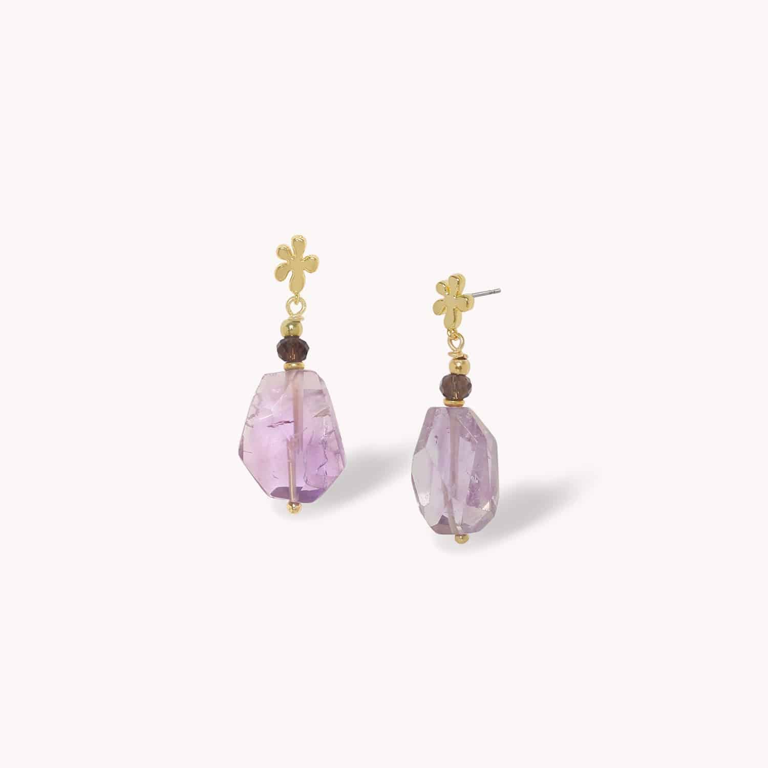 Boucles d'oreilles Belle De Nuit en améthyste brute 12--90830 Nature Bijoux