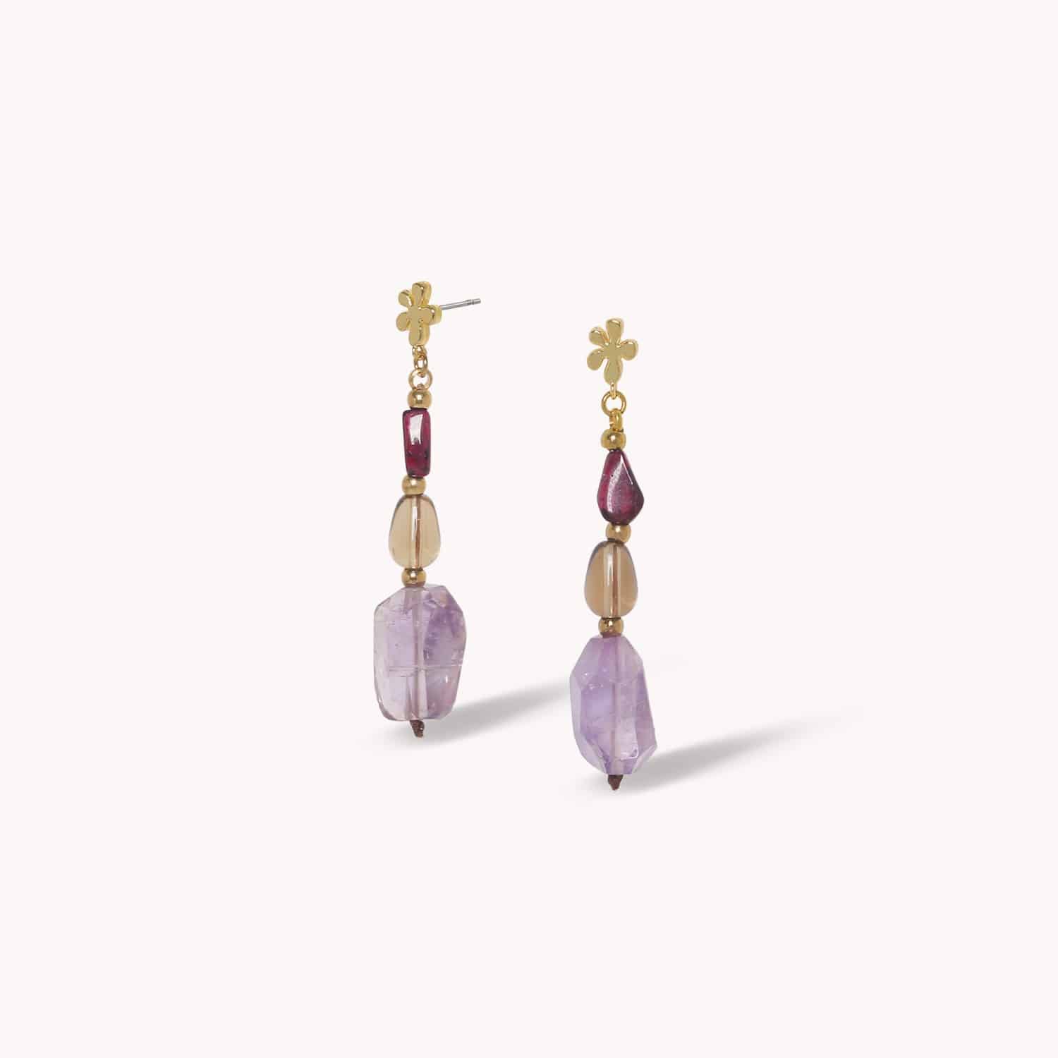 Boucles d'oreilles Nature Bijoux Belle De Nuit améthyste laiton perle 12--90832