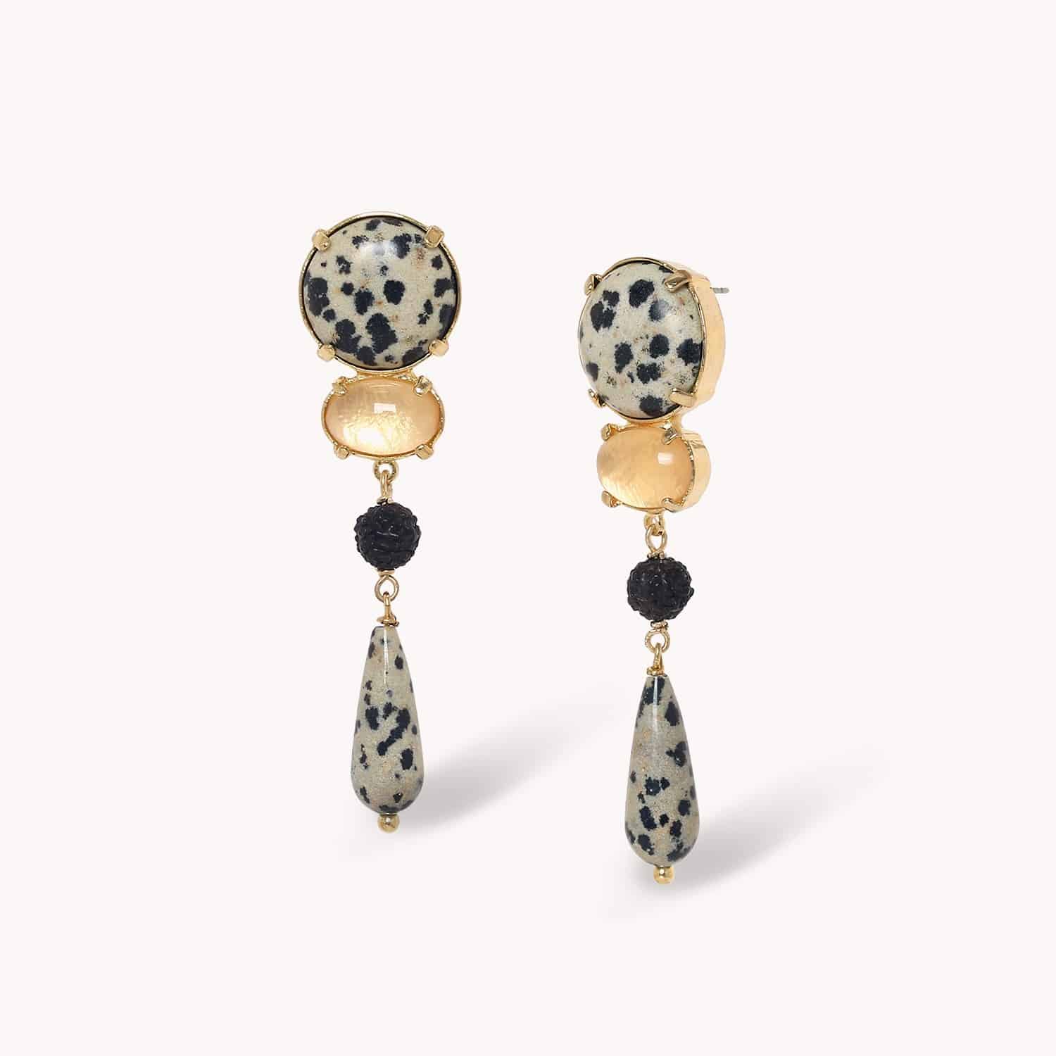 Boucles d'oreilles Kinshasa Jaspe Dalmatien 12--90852 Nature Bijoux