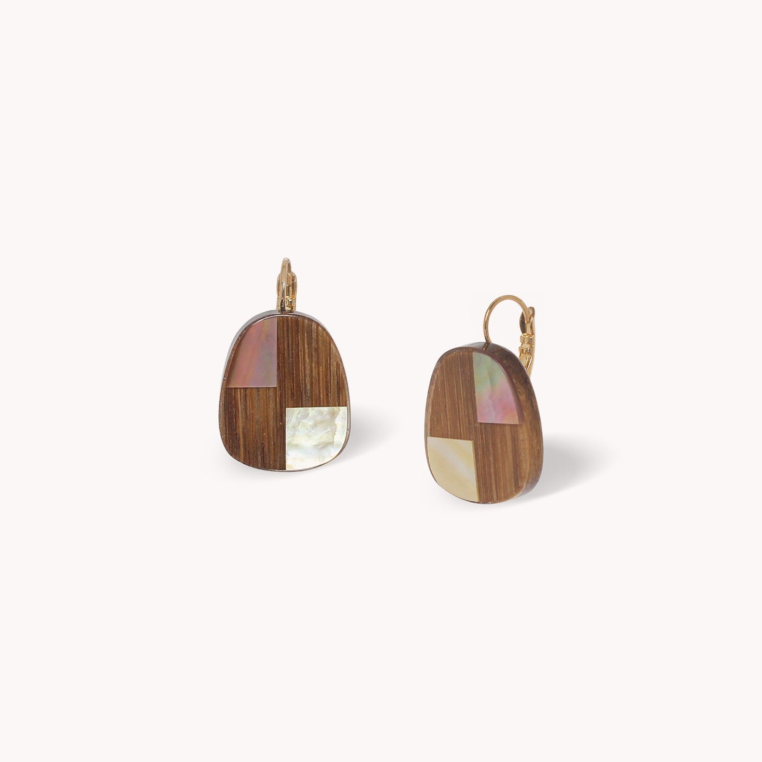 Boucles d'oreilles Kamakura bois et nacre 12--90864 Nature Bijoux