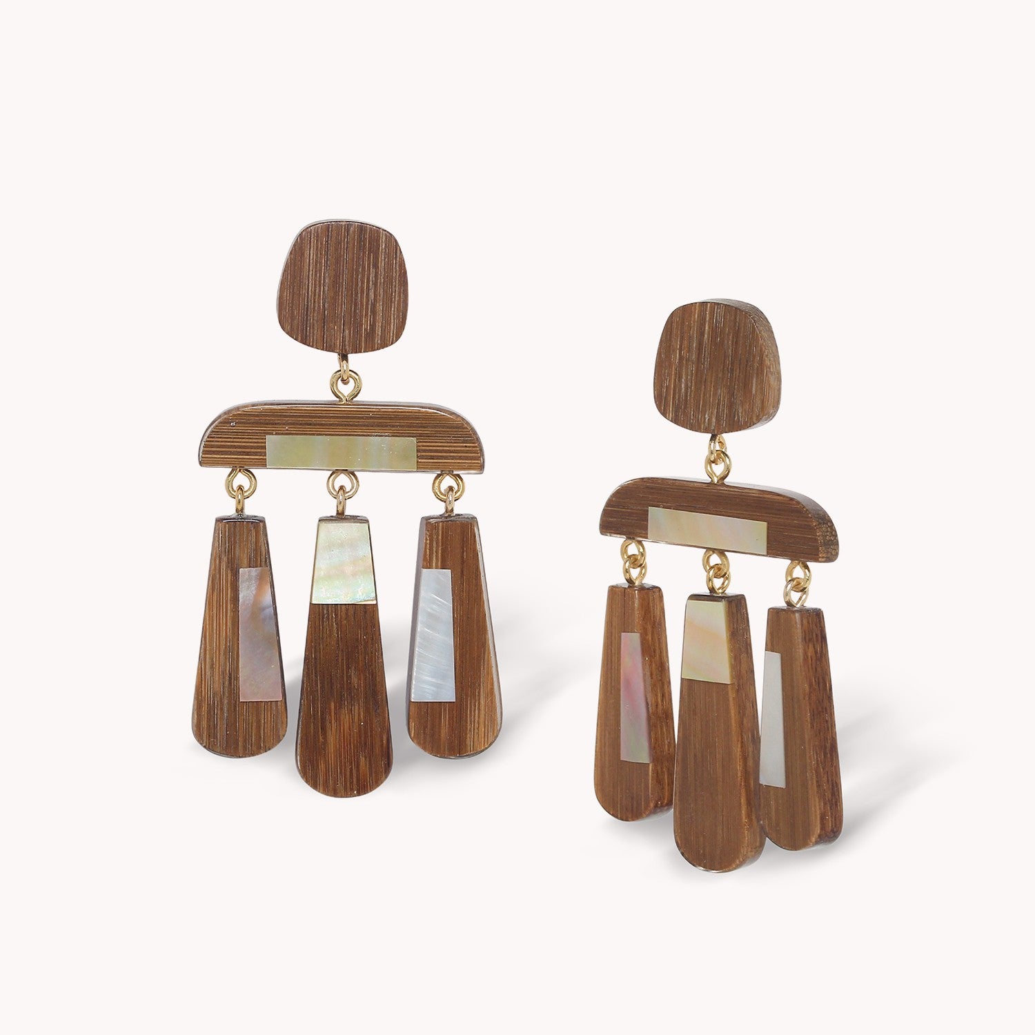 Boucles d'oreilles Kamakura bambou nacre perlière 12--90865 Nature Bijoux