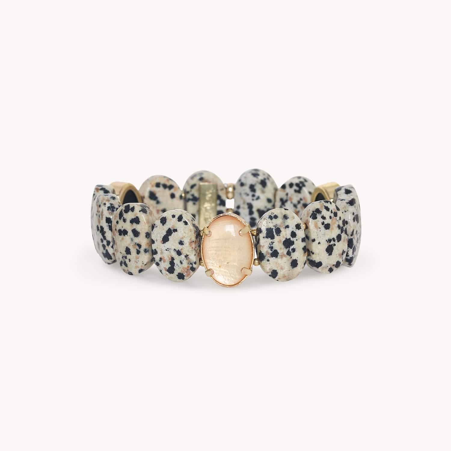 Bracelet Nature Bijoux Kinshasa jaspe dalmatien coquillage Capiz 13--44730