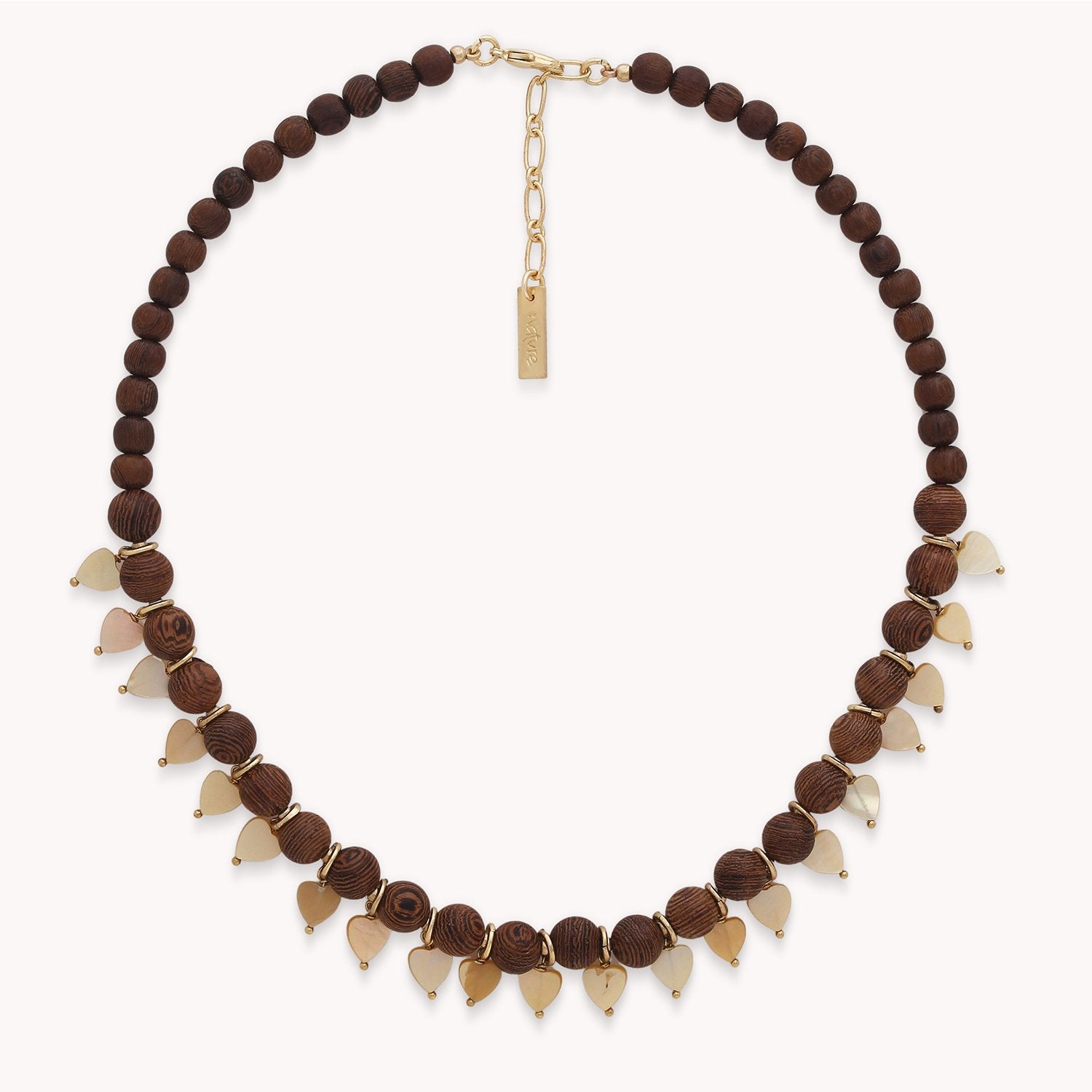 Collier Wild Heart multipampilles coeurs nacre dorée 15--43910 Nature Bijoux