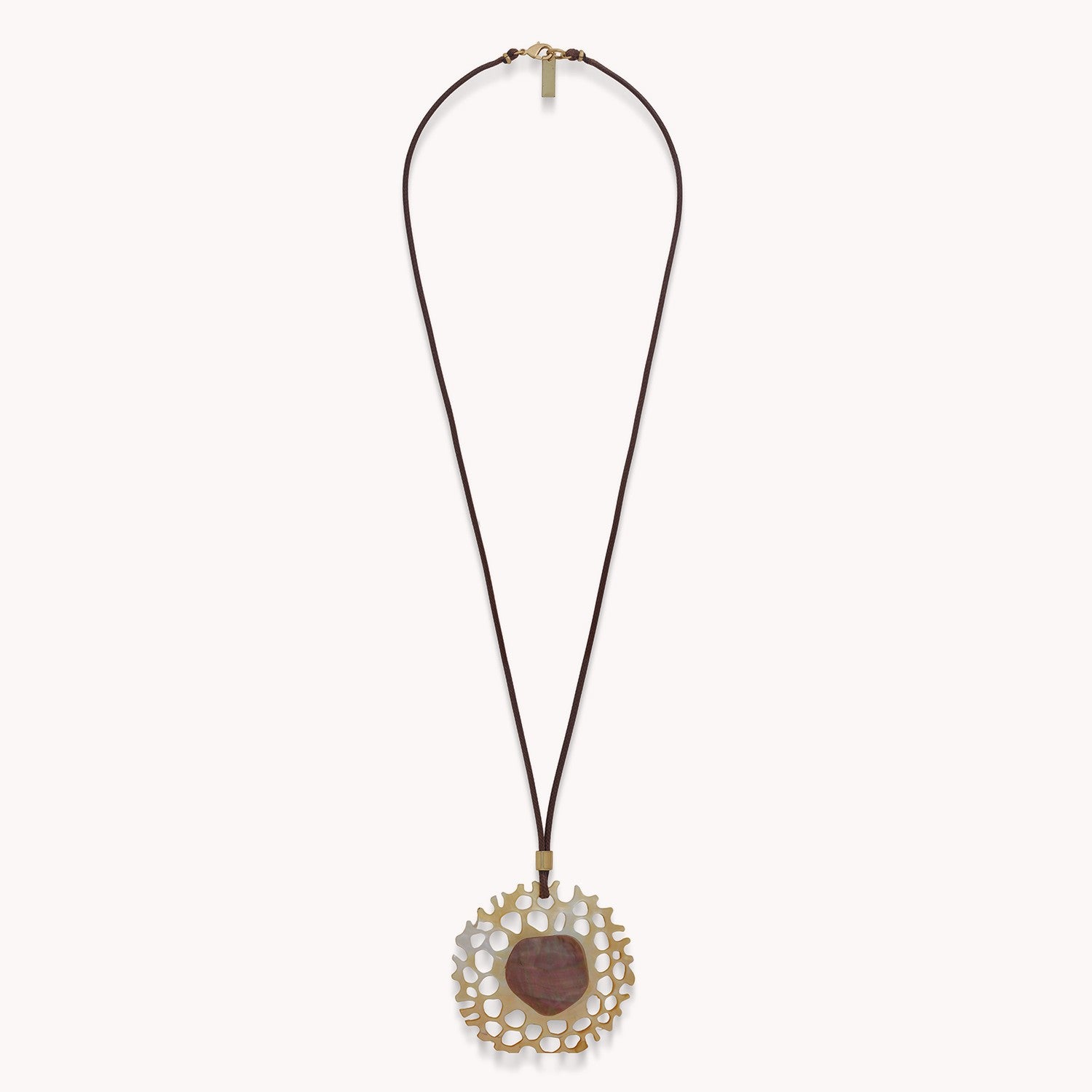 Collier Corallium nacre long pendentif ajourée 15--43920 Nature Bijoux