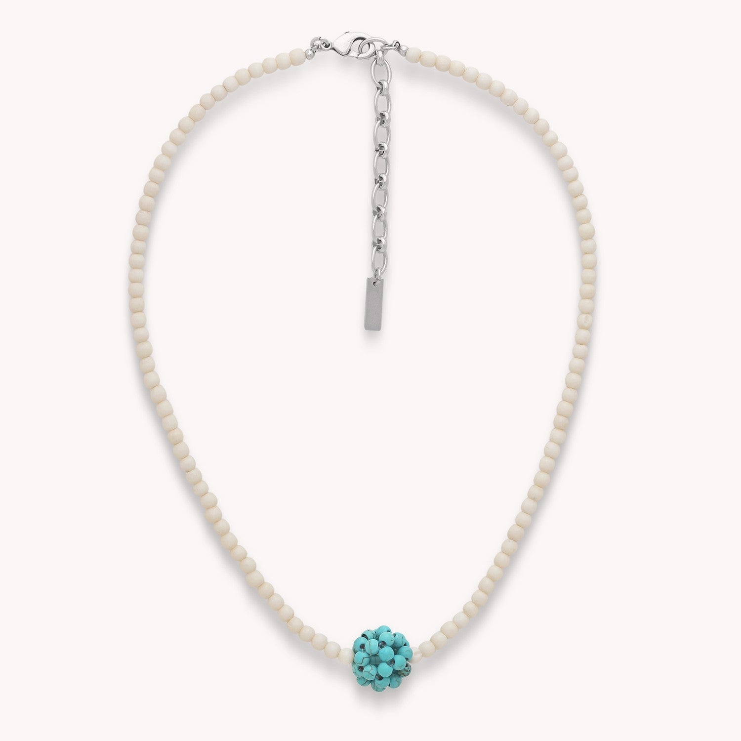 Collier court Manitoba boule tissée en laiton, os, howlite 15--43962 Nature Bijoux