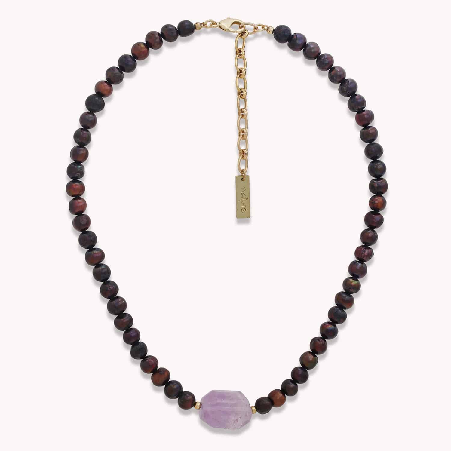 Collier Belle De Nuit améthyste brute 15--43970 Nature Bijoux