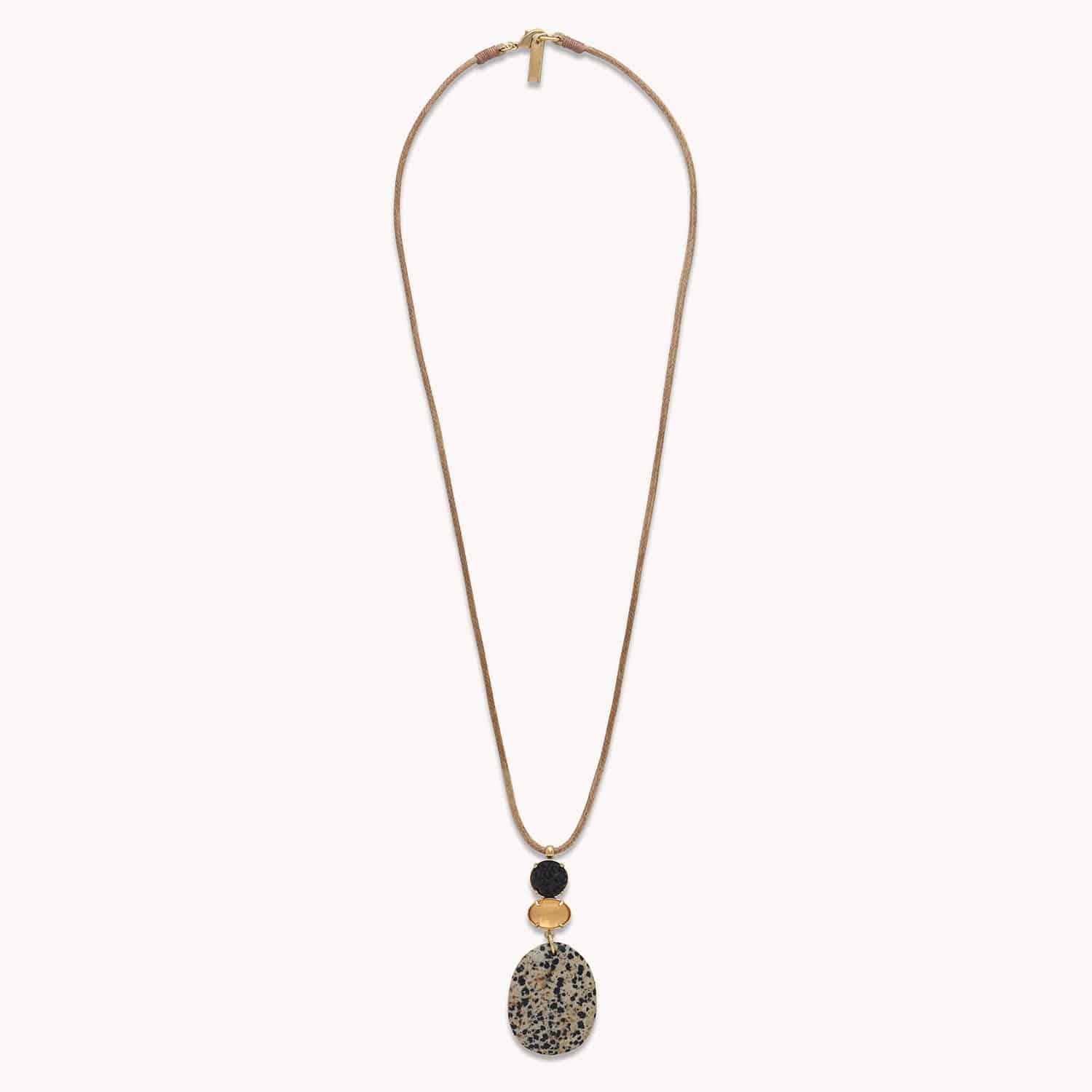 Collier Kinshasa jaspe dalmatien Coquillage Capiz 15--43980 Nature Bijoux