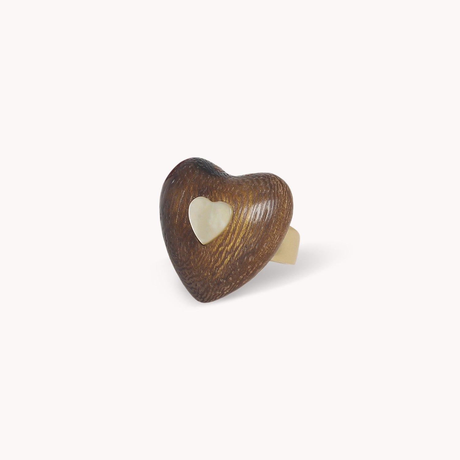 Bague Wild Heart petit coeur bois Nature Bijoux sku 19--27036