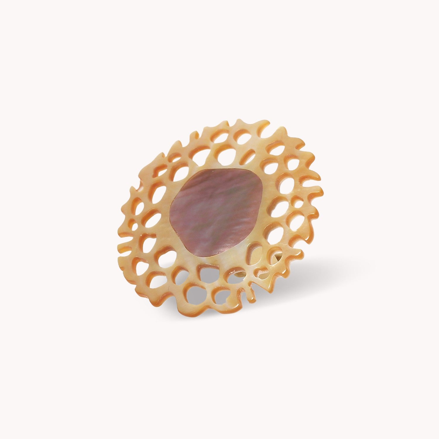 Bague Corallium nacre dorée ajustable 19--27040 Nature Bijoux
