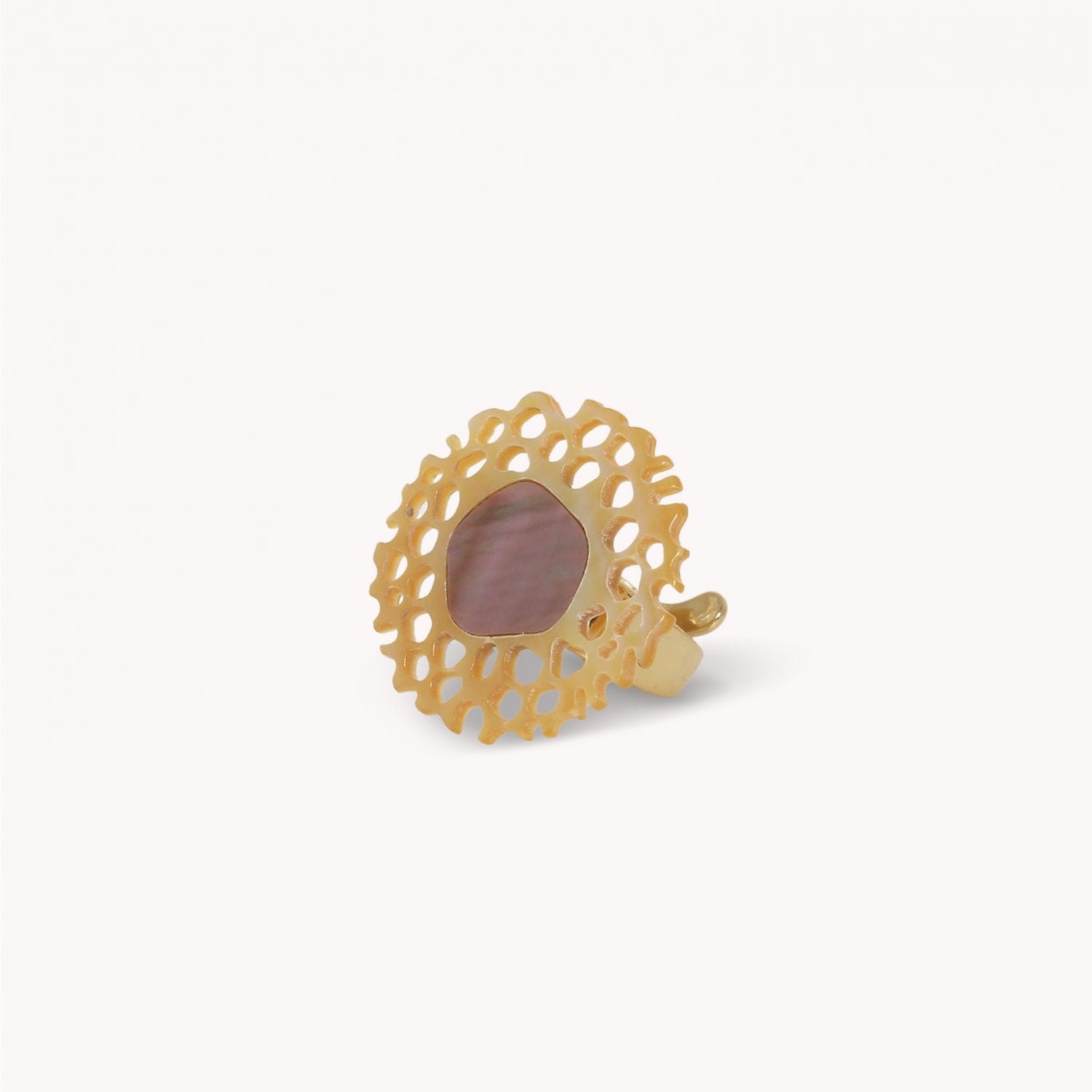 Bague Corallium petit modèle nacre dorée et brune 19--27041 Nature Bijoux