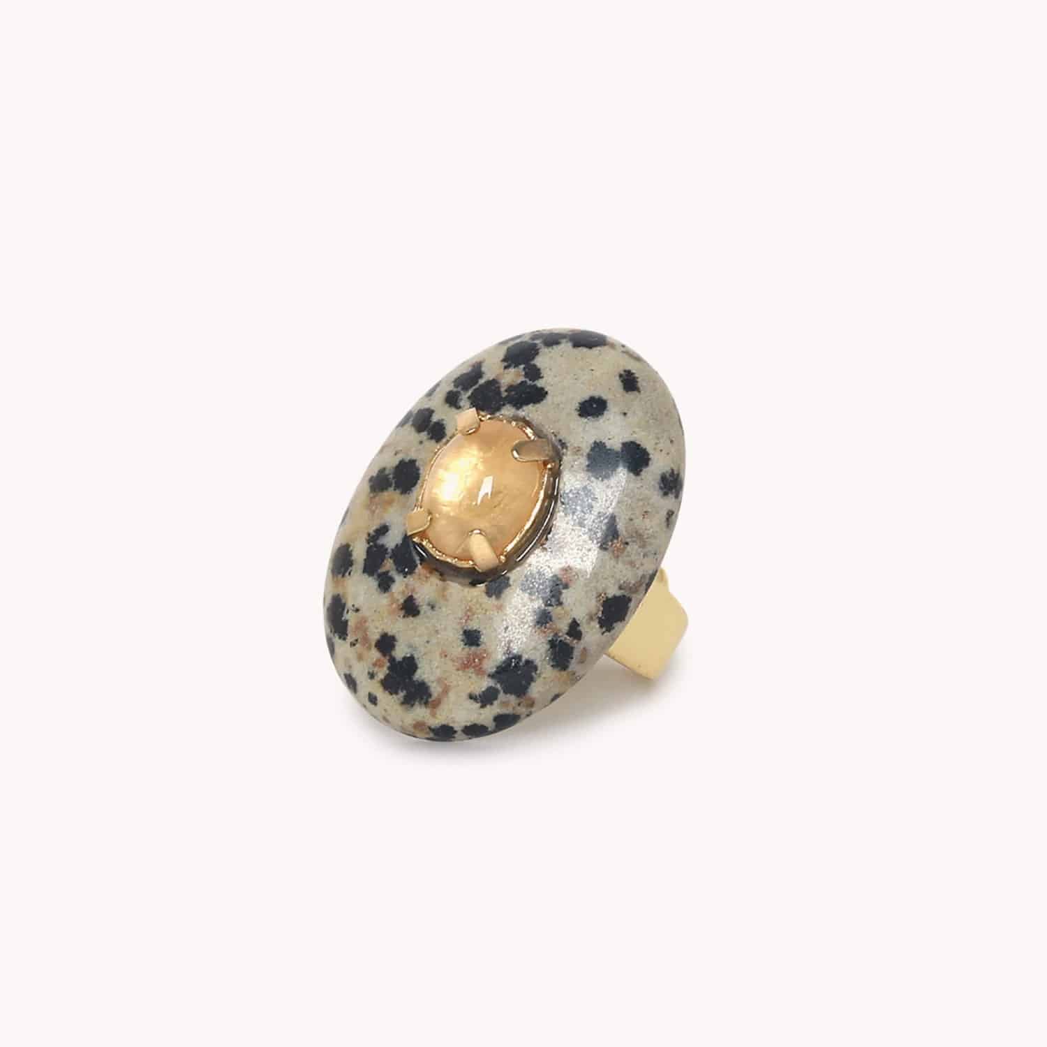 Bague Kinshasa ovale petit modèle jaspe et coquillage 19--27082 Nature Bijoux