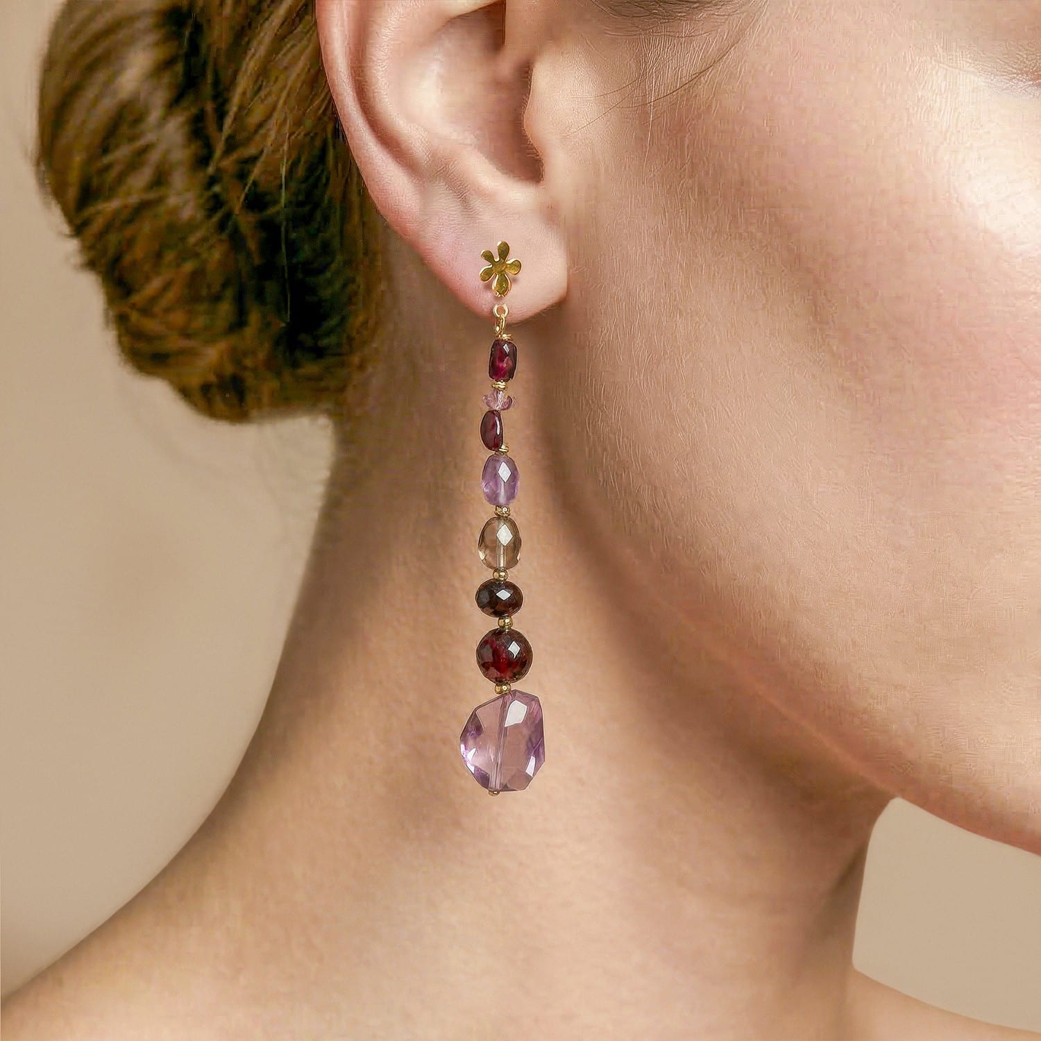 Boucles d'oreille Belle De Nuit détail matière pierres 12--90837 Nature Bijoux