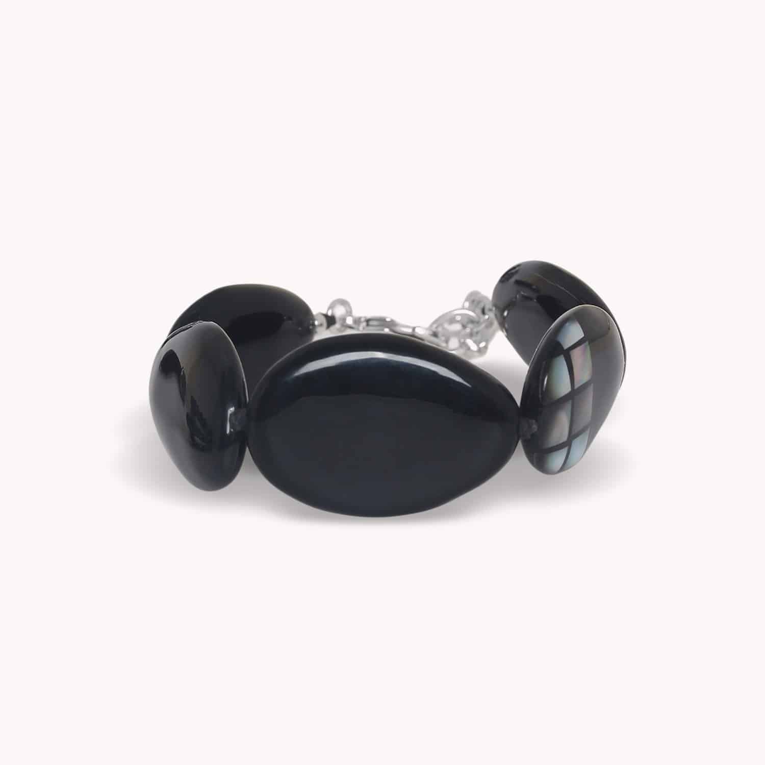 Bracelet Rivoli Nature Bijoux Nacre blanche laiton coton ciré 13--44644