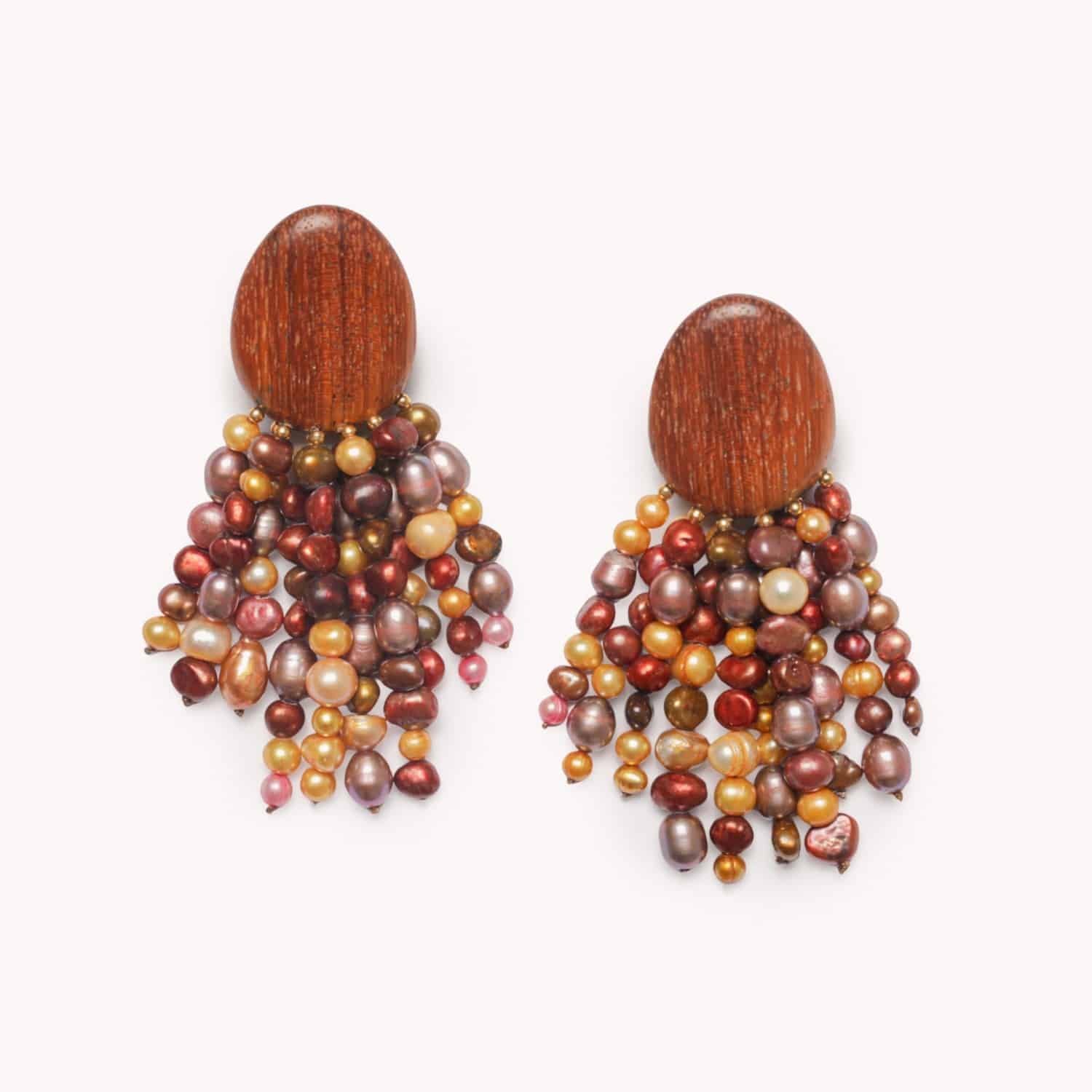 Boucles d'oreilles Éditions Limitées bois de bayong et perles d'eau douce 11EL90882 Nature Bijoux