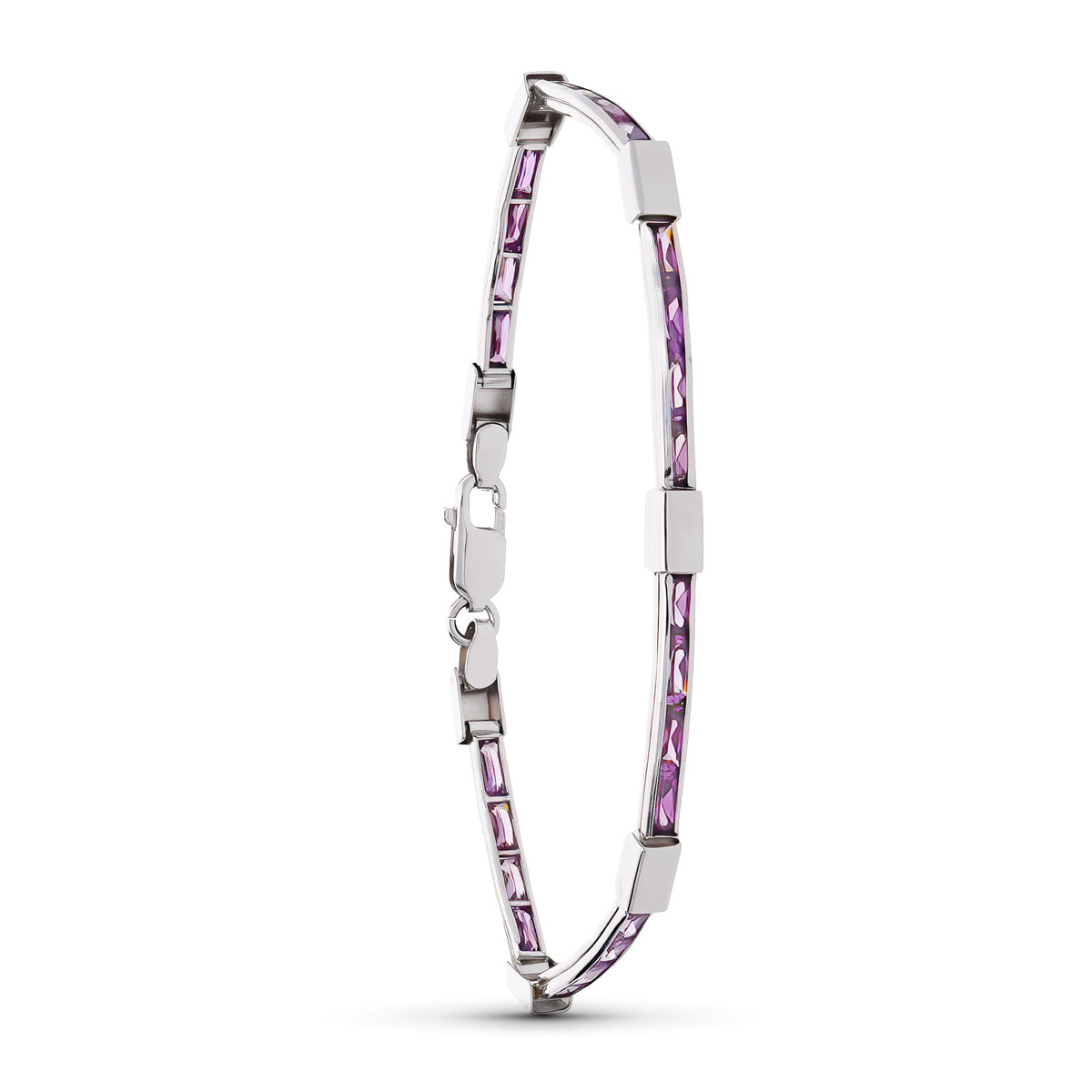 アメジスト ブレスレット 18K ホワイト ゴールド 18 cm