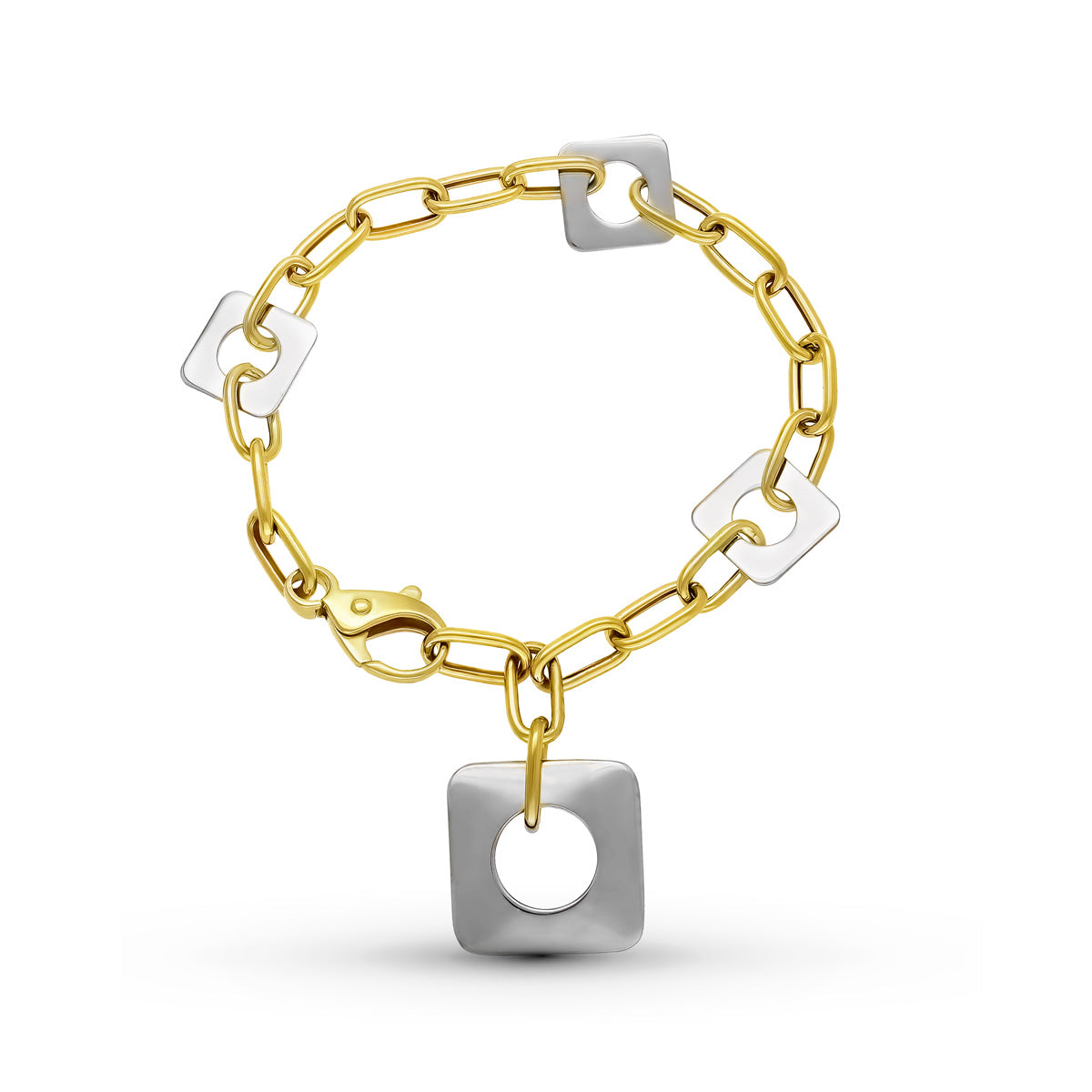 Pulsera de Oro Bicolor de 18K con Estampados