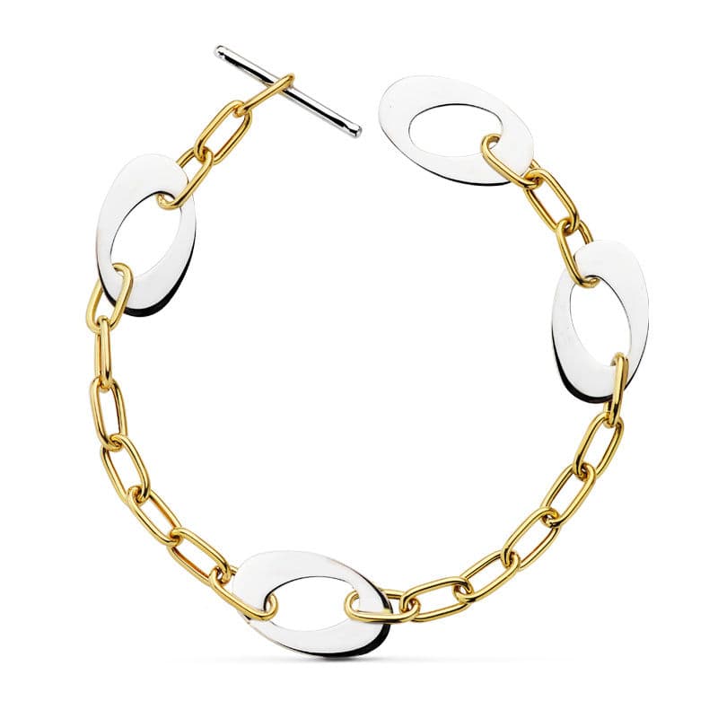 Brățară din aur bicolor 18K cu model 24 cm