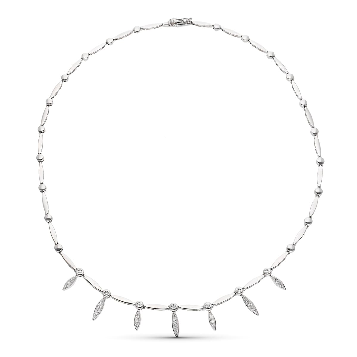 18K Collier en Or Blanc et Zircons