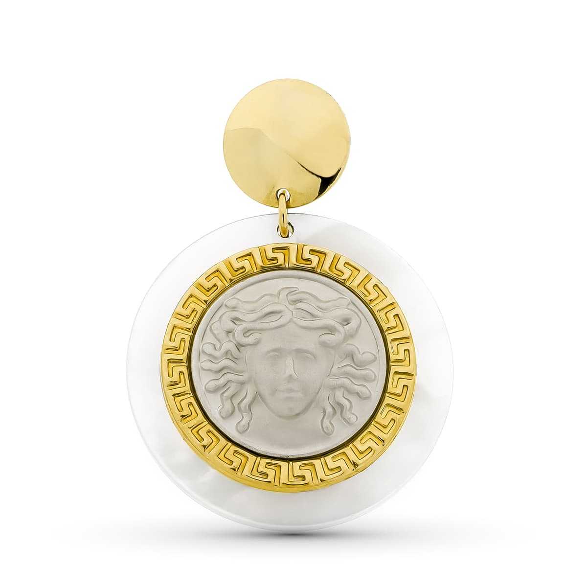 18K tofarvet guld Medusa Perlemor vedhæng 30 mm