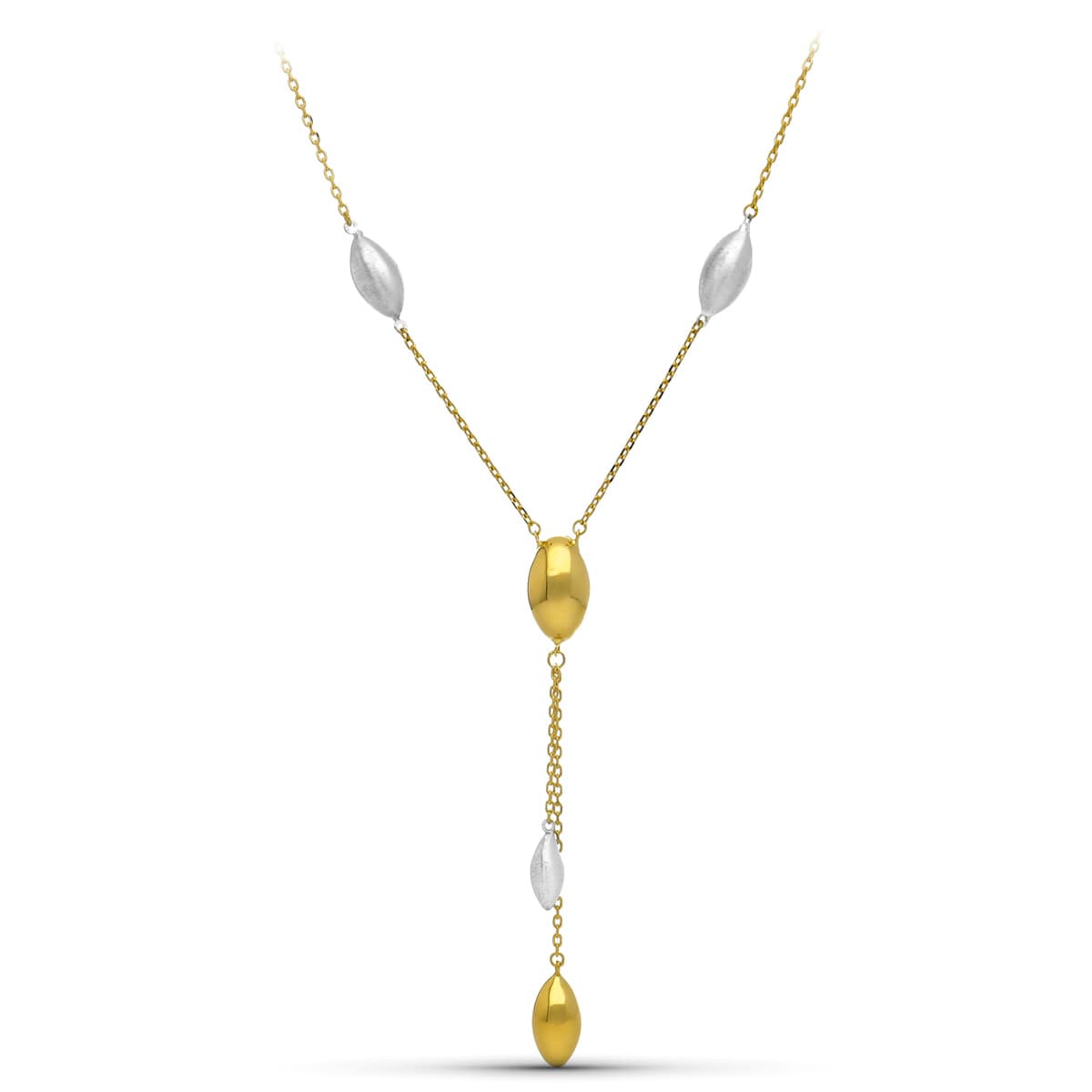 18K Collier Or Bicolore Mate et Brillant
