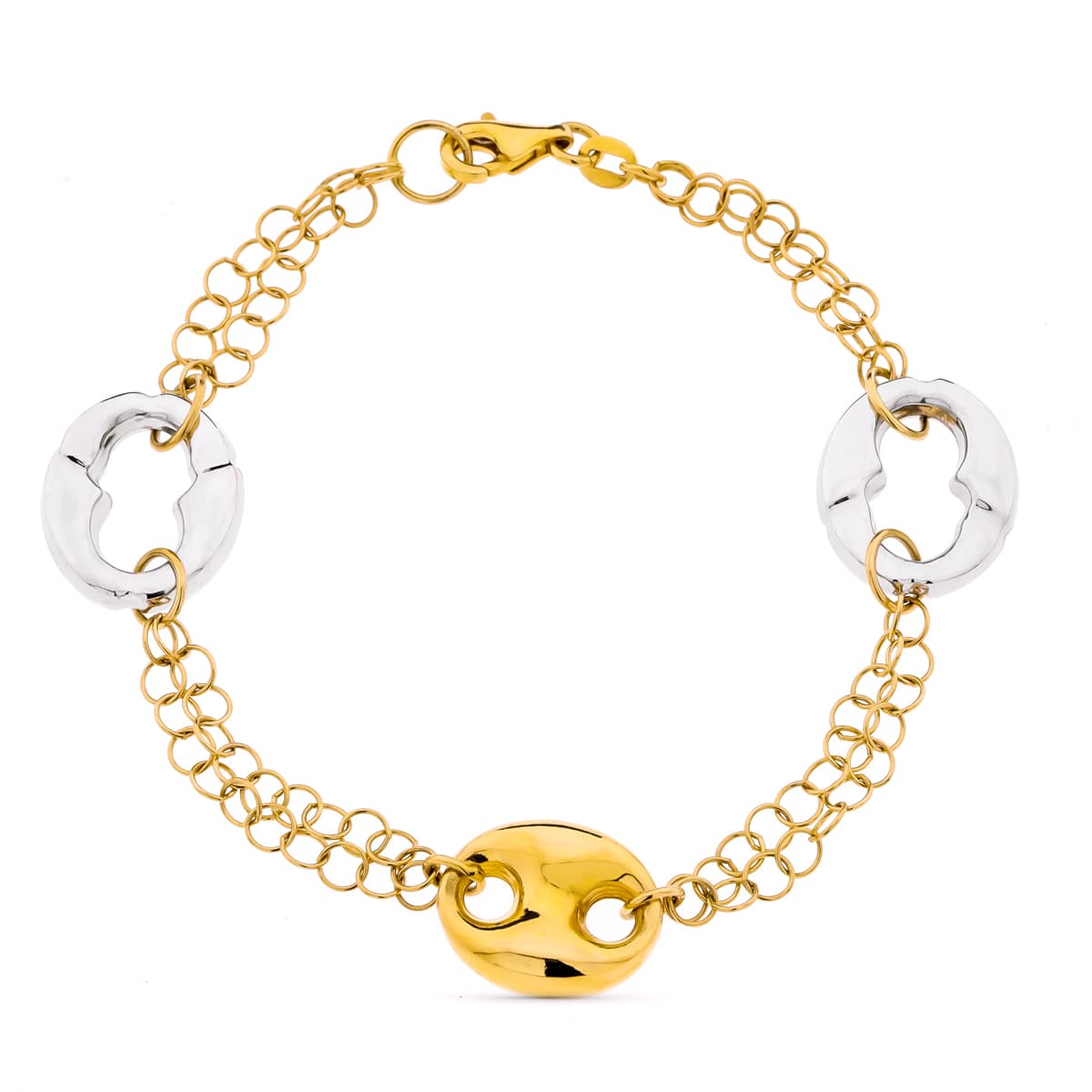Pulseira com nó em ouro bicolor 18K
