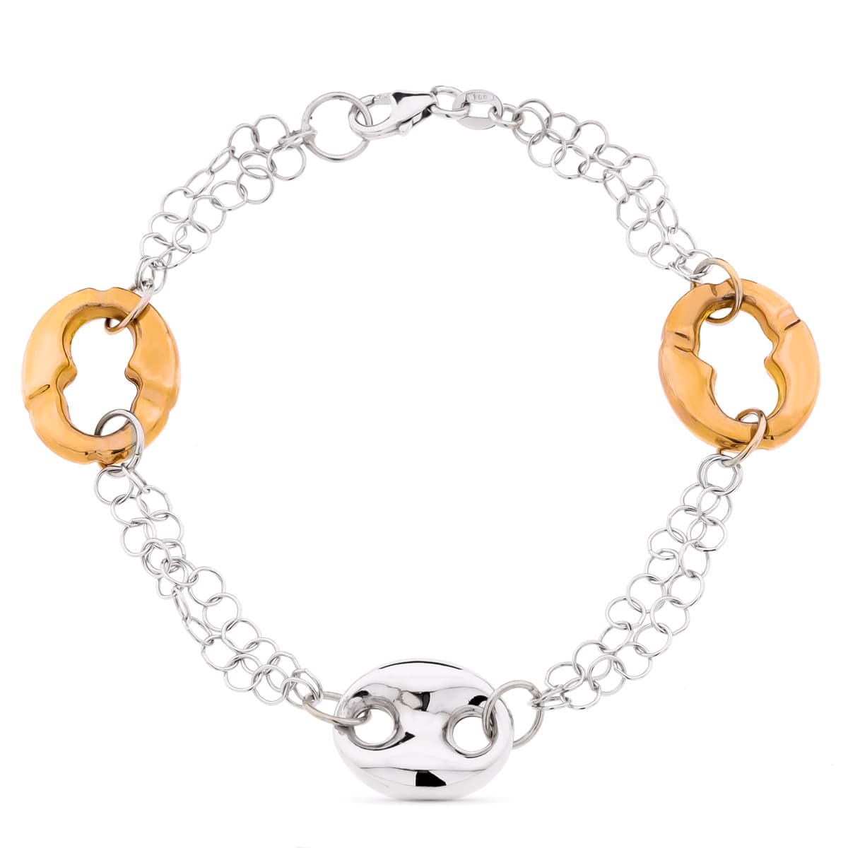 18K Bracelet Or Bicolore Or Blanc et Or Rose Noeud