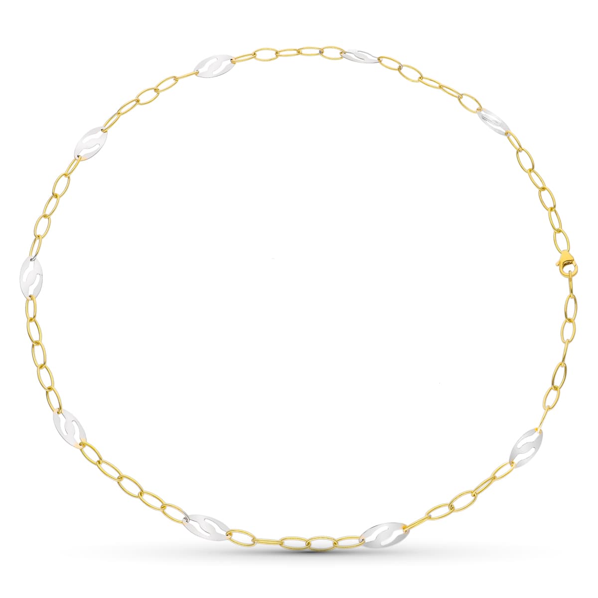 Colar em ouro bicolor 18K com motivos ovais