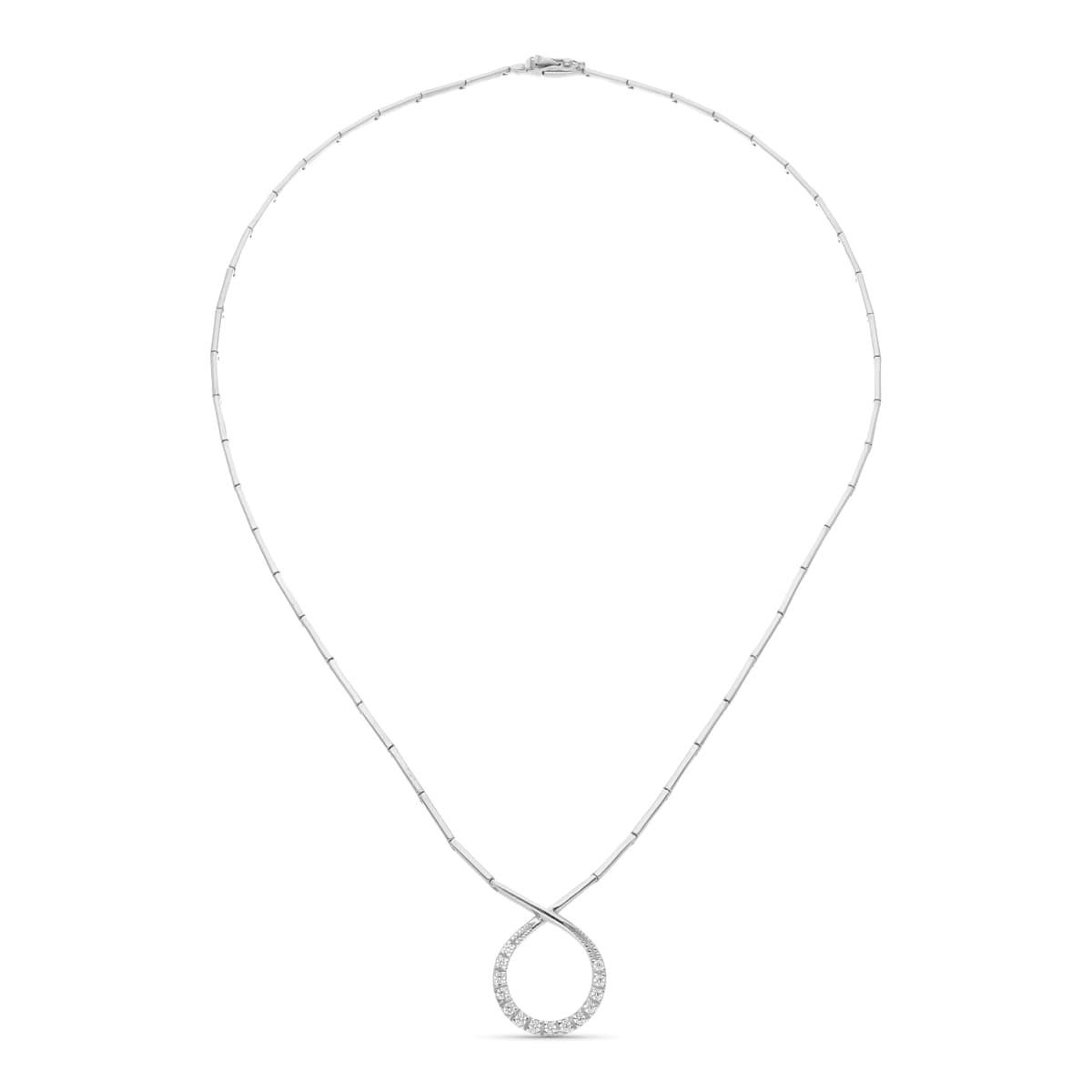 18K White Gold Zircon Necklace