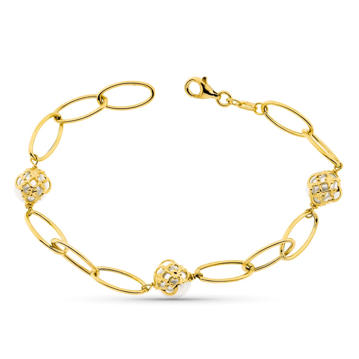 18K Bracelet Or Jaune et Perle 8 mm