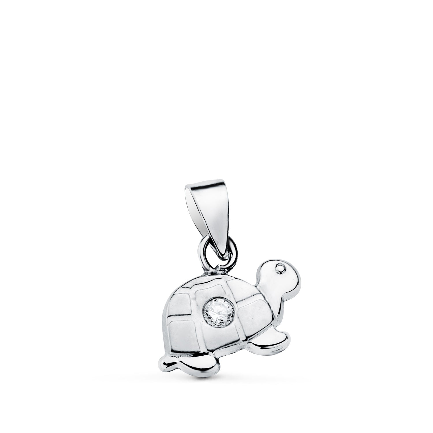 Teknős medál 18K fehéraranyból cirkonnal Méret: 10 x 6 mm