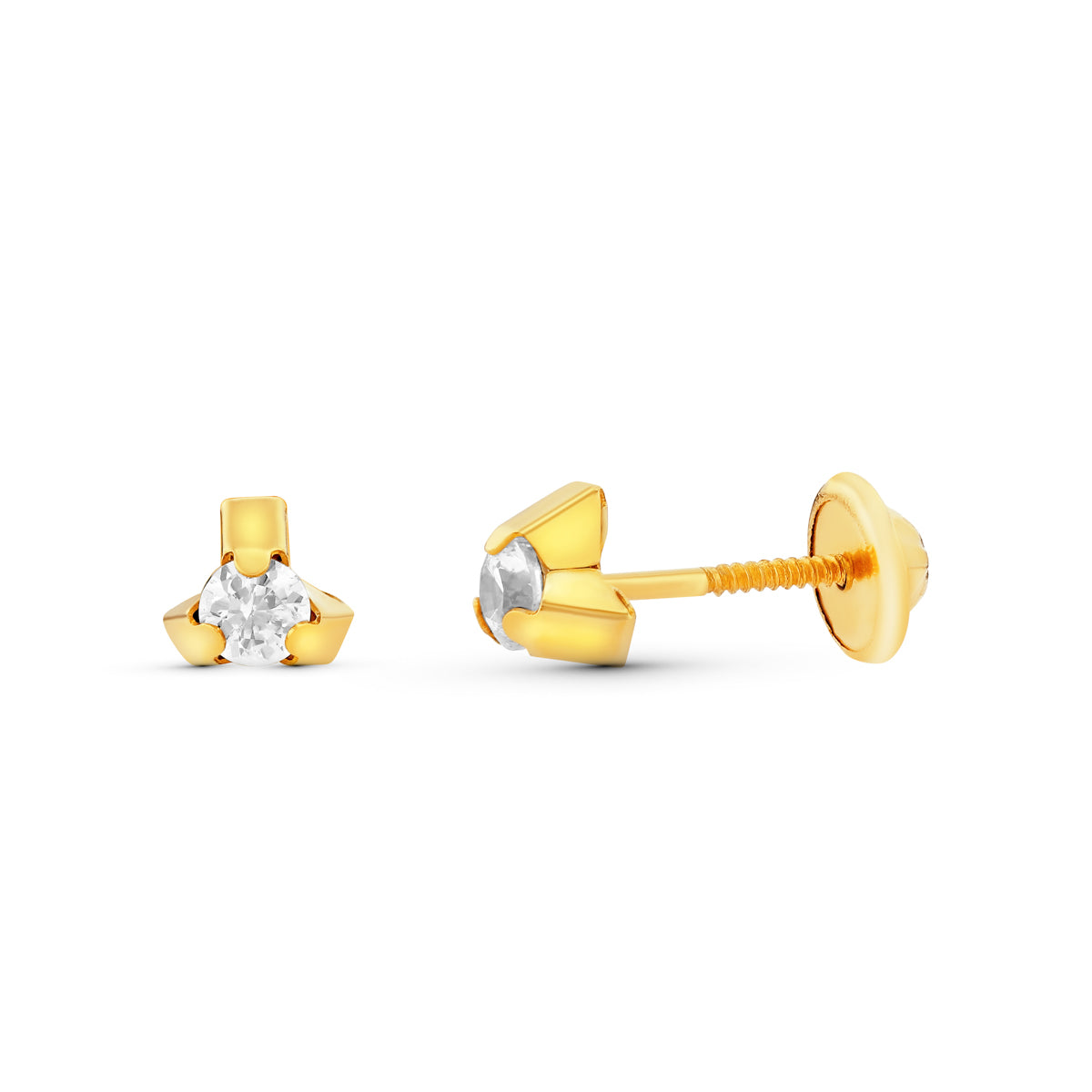 18 Ayar Sarı Altın Küpe Zirkon 5X5 mm