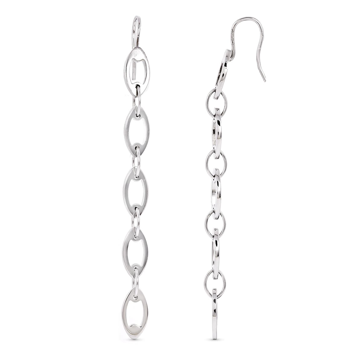 Pendientes y Cadena Oro Blanco 18K 64X5 mm