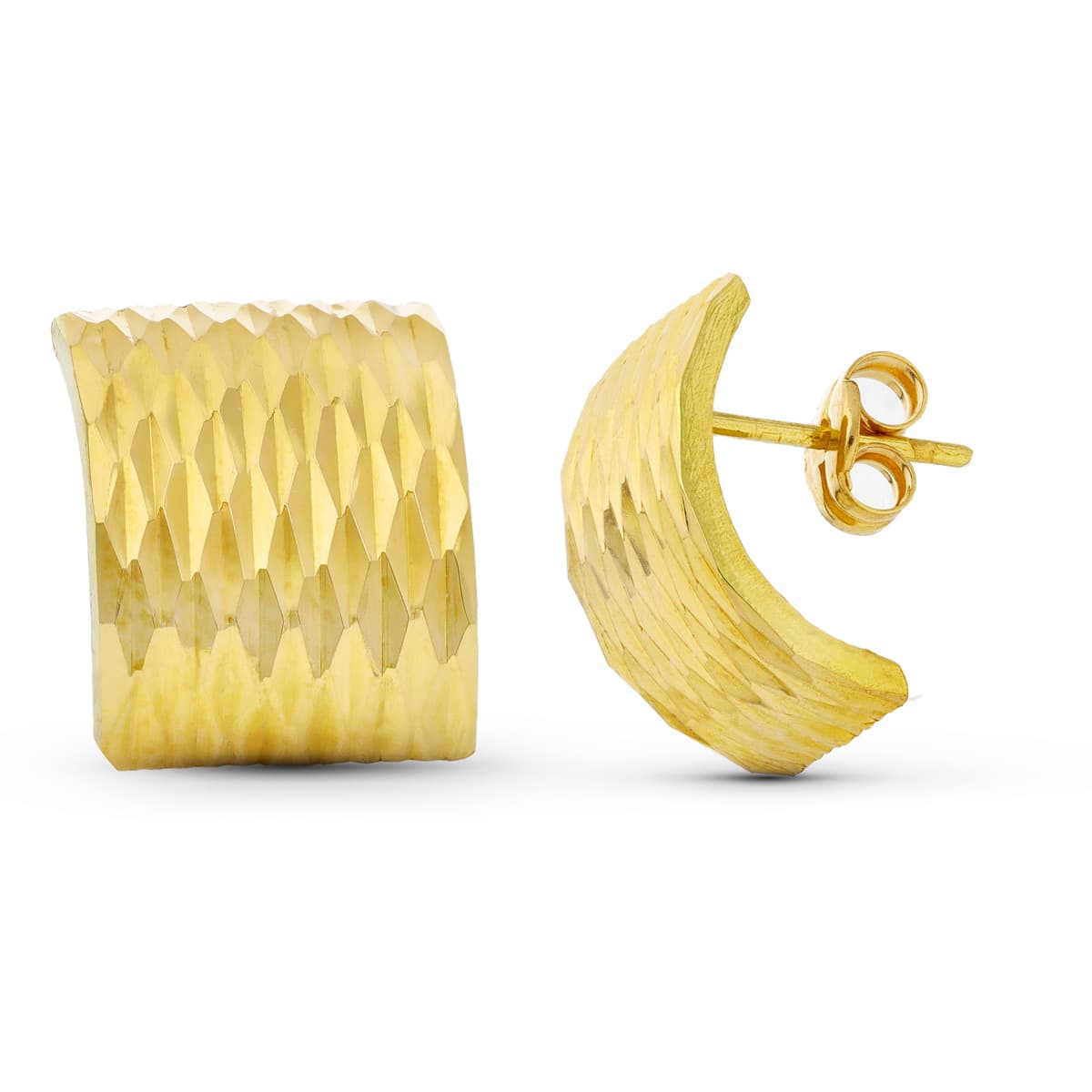18K Boucles d'oreilles Or Jaune Facettñés Fermoir Poussettes Papillon