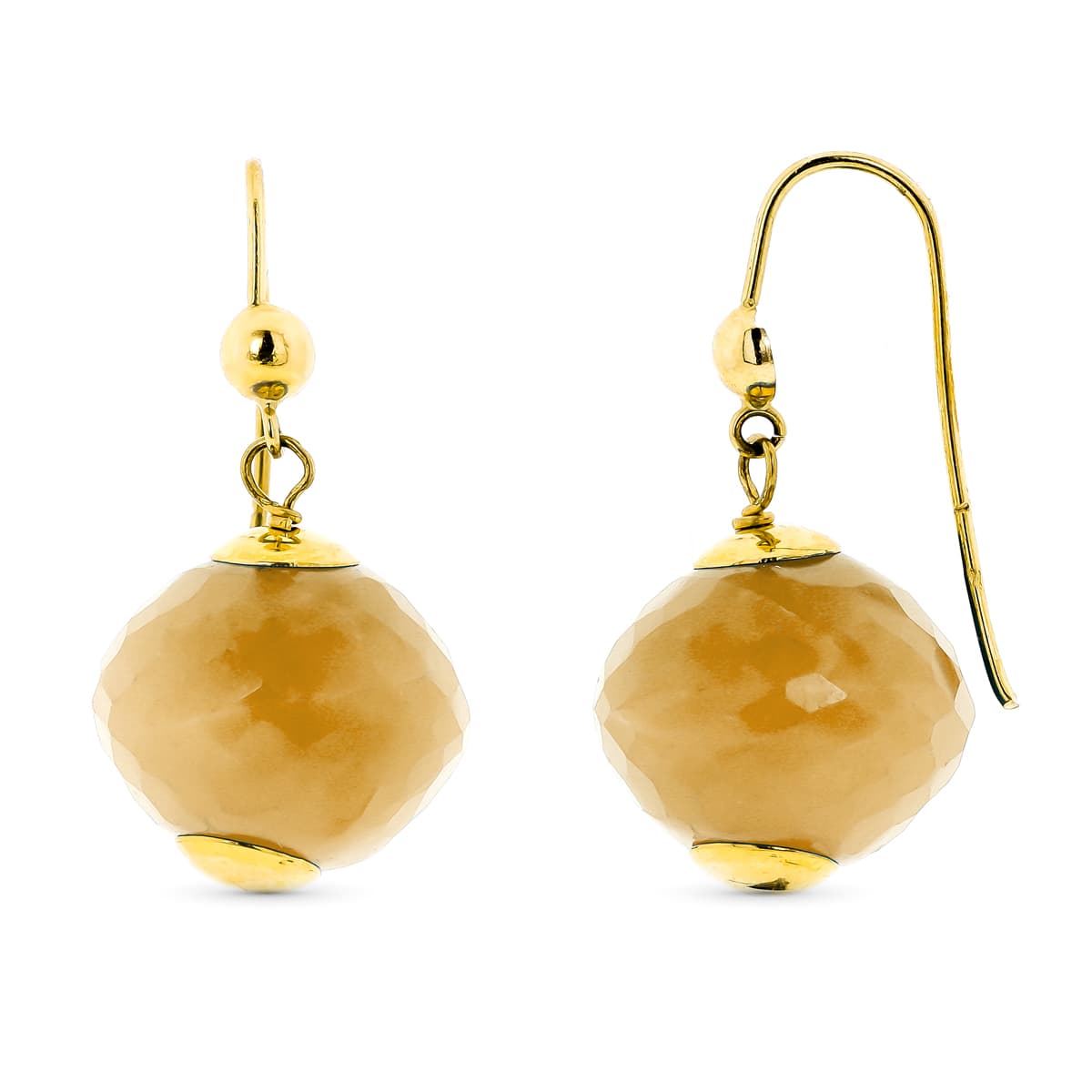 18K gult guld Drop örhängen Gul sten 28 X 15 mm
