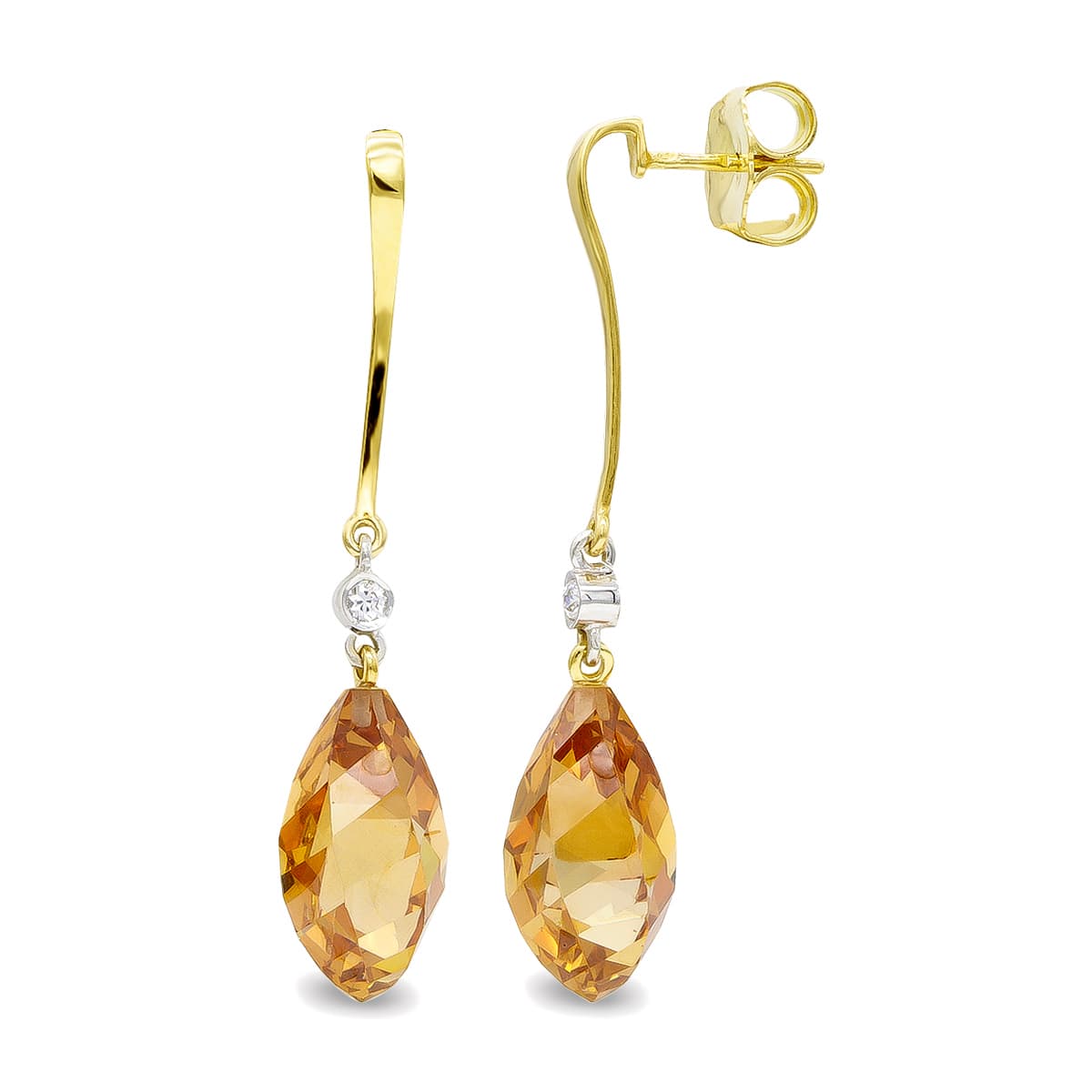 18K tofarvet guld Topaz øreringe 18 mm zirkon sommerfuglelås