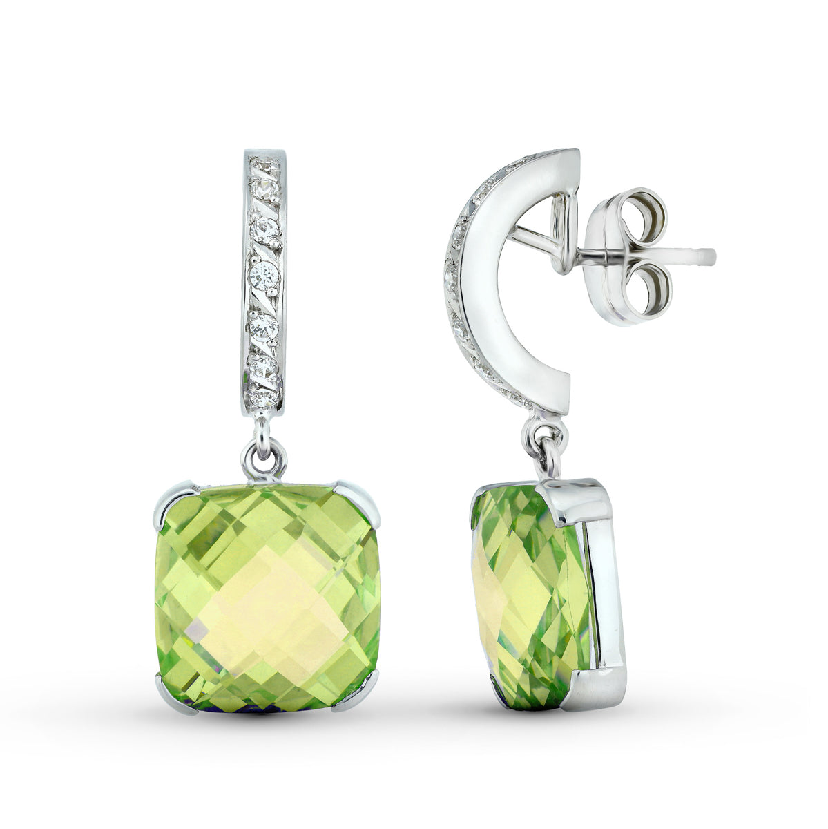 Boucles d'oreilles Pierre Verte Péridot Naturelle 18K 30X12 mm