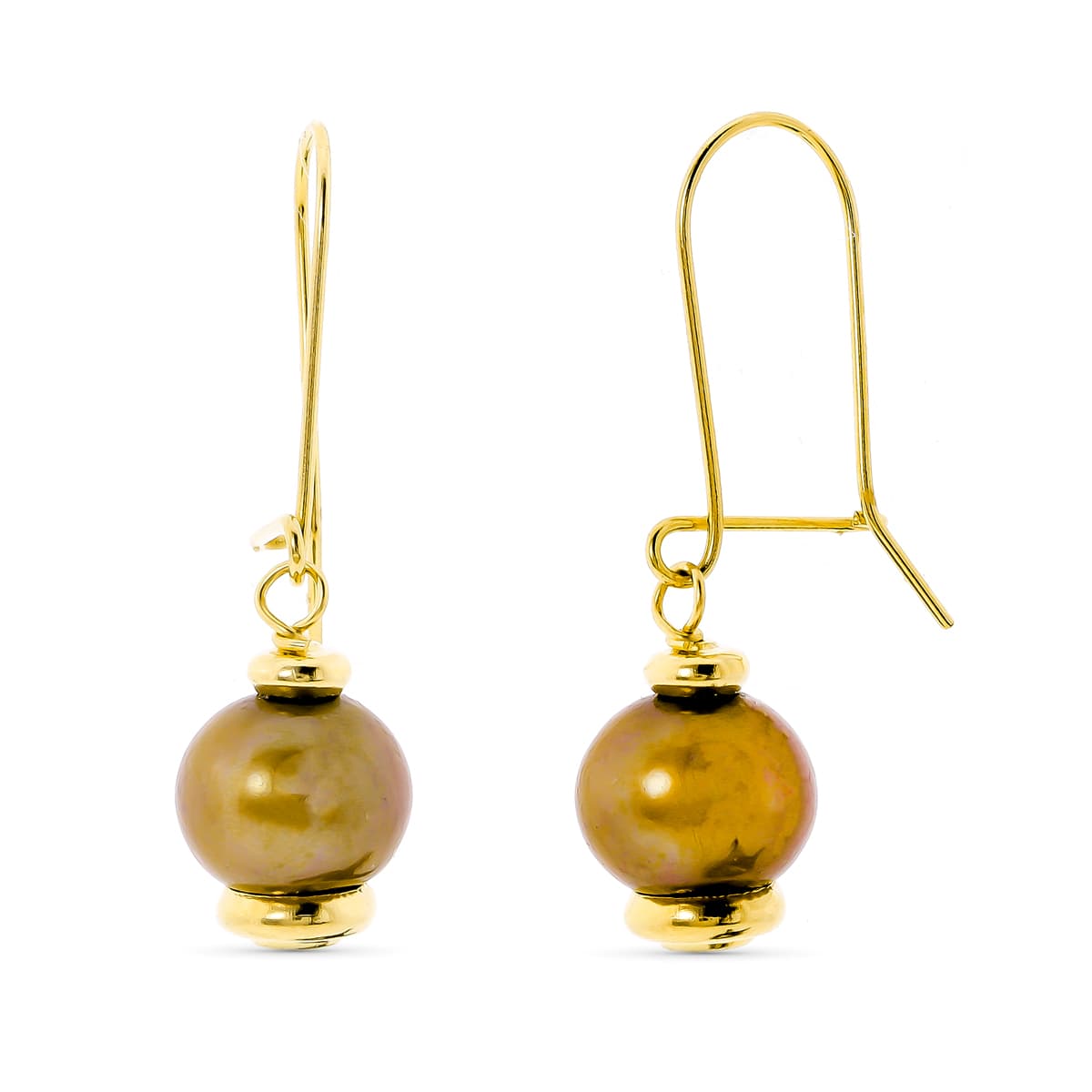 Cercei lungi în perle de culoare aur galben de 18K 31X9 mm Închidere cu cârlig
