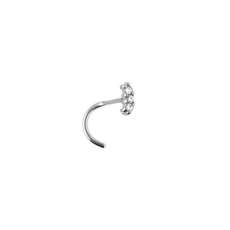 Neuspiercing van witte zirkonia – zilverstaal | Azulin