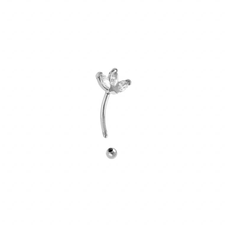 Hvit zirkoniumoksid piercing – Sølvstål | Azulin view 2