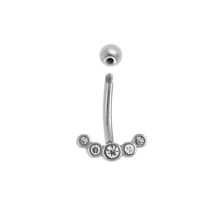Closed Setting White Cubic Zirconia Piercing – Silver Steel | Azuline view 2