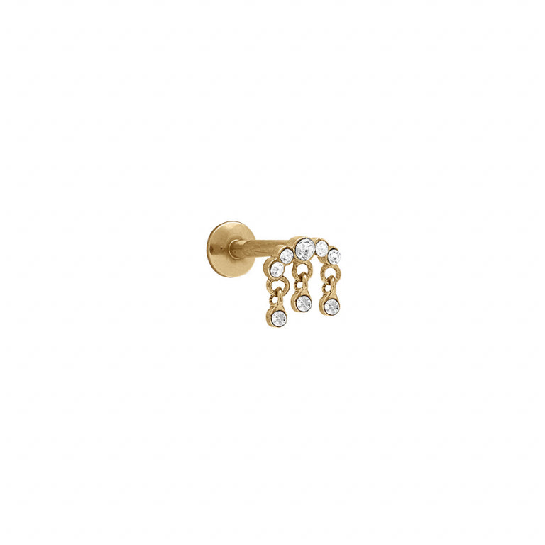 Piercing acier doré puces avec oxydes blancs pour oreille hélix et tragus