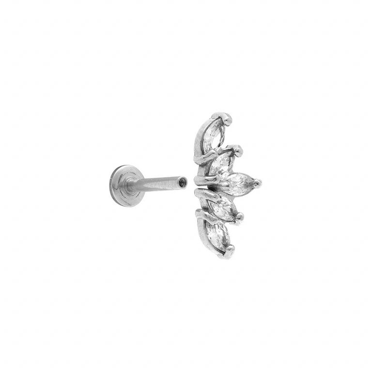 Hvit zirkoniumoksid piercing – Sølvstål | Azulin view 2