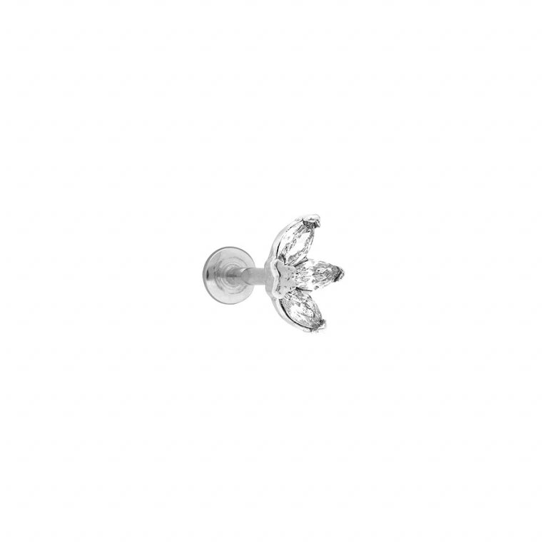 Piercing de óxido de zircônio branco – Aço Prateado | Azuline