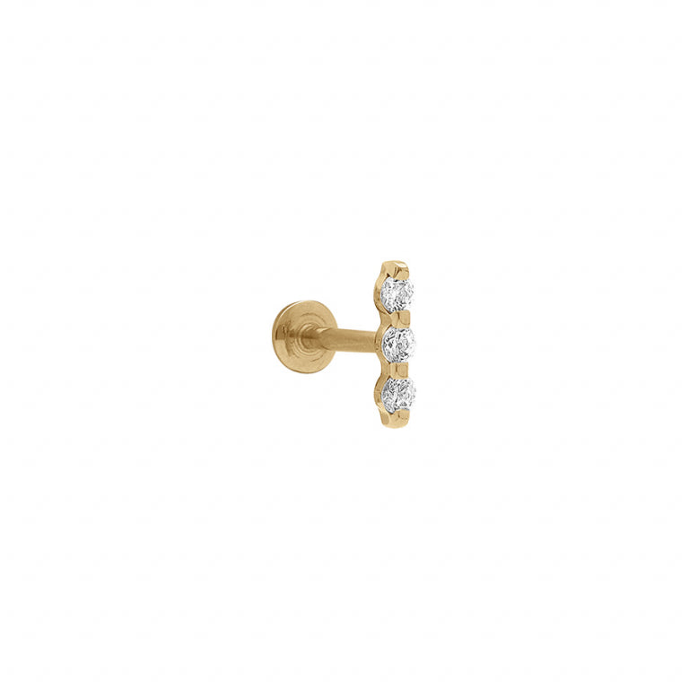 Piercing oreille helix en acier doré avec oxydes de zirconium transparents