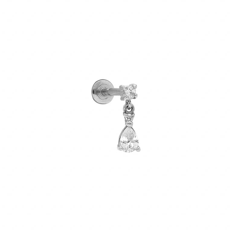 White zirconium oxide piercing – Silver Steel | Azuline