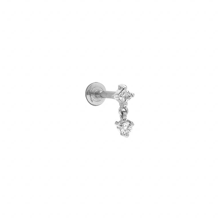 Hvit zirkoniumoksid piercing – Sølvstål | Azulin